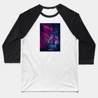 Tokyo Street Neon Synthwave Baseball T-Shirt